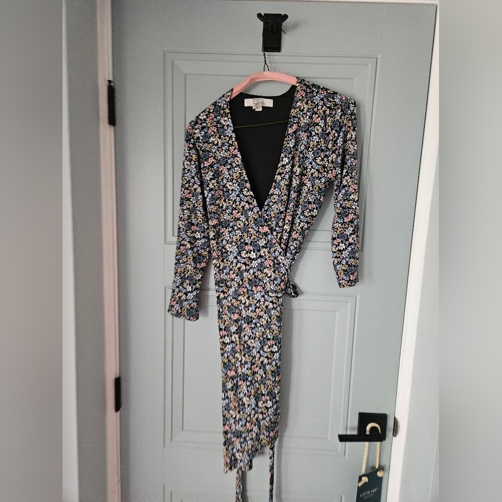 LOFT Floral Wrap Dress - Blue Floral